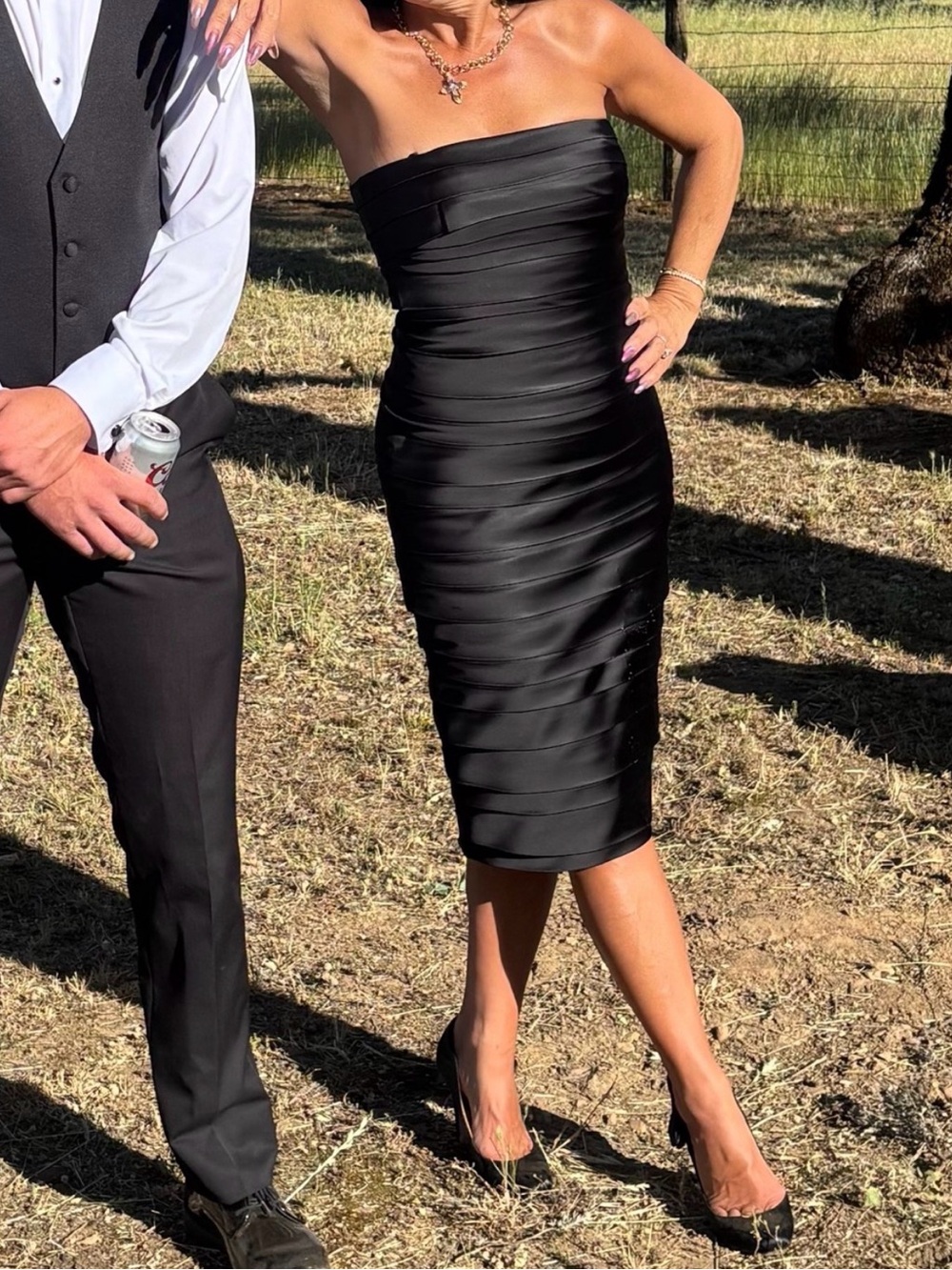 Calvin Klein Strapless Black Tiered Cocktail Dress